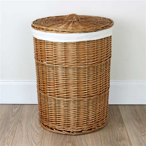 large round wicker laundry baskets.